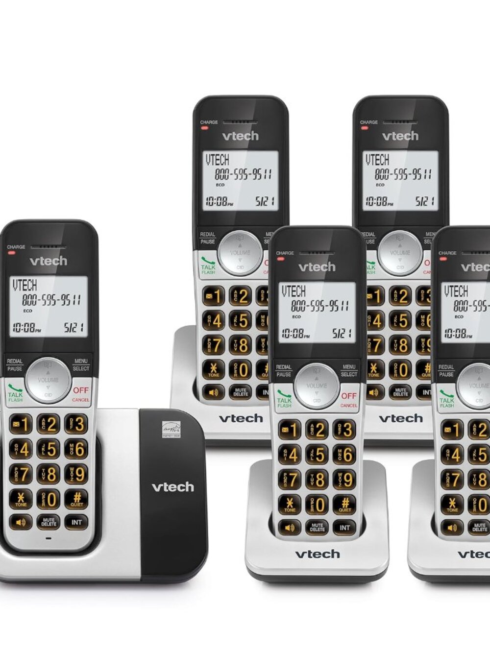 VTech VG231-5 Cordless Phone 5-Handset with Large Display and Big Buttons, DECT